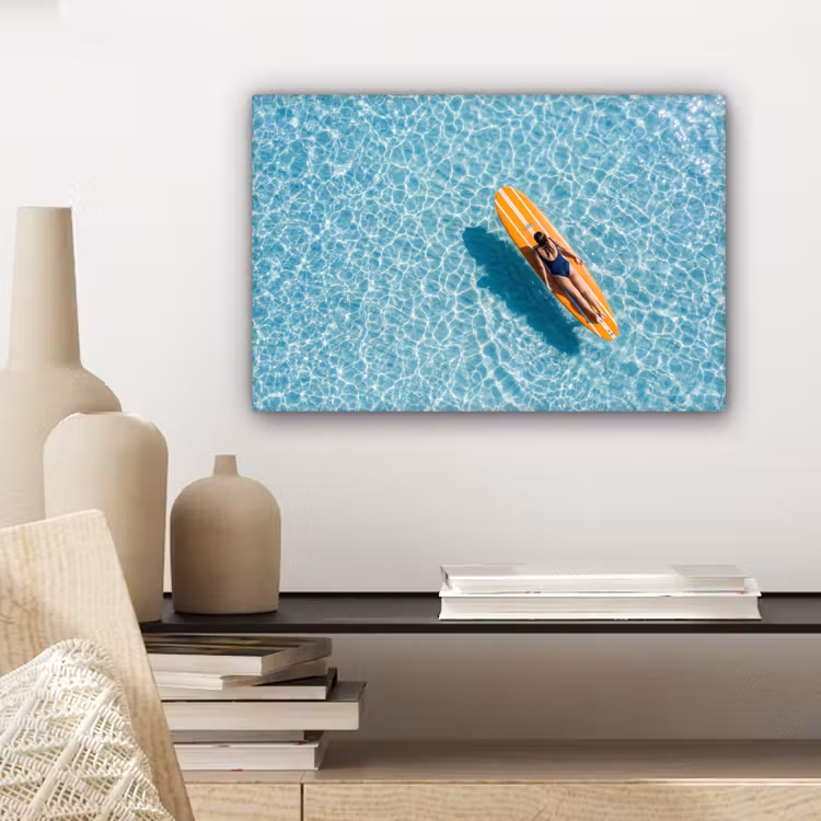 Canvas schilderij - Surfboard - Water - Badpak - Oranje — 5