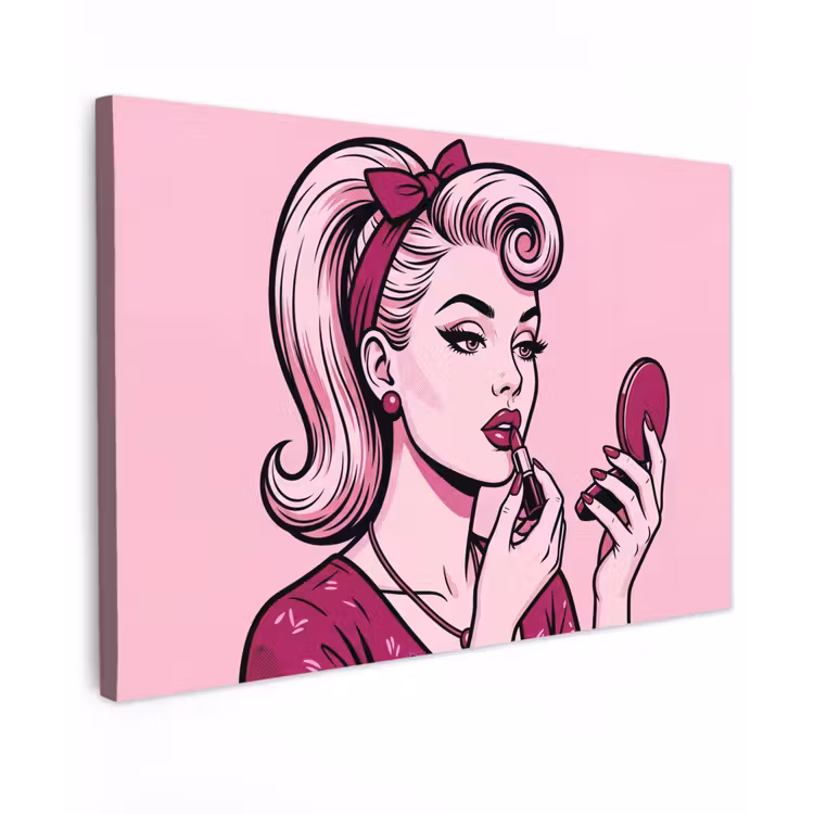Canvas schilderij - Vintage - Vrouw - Roze — 1