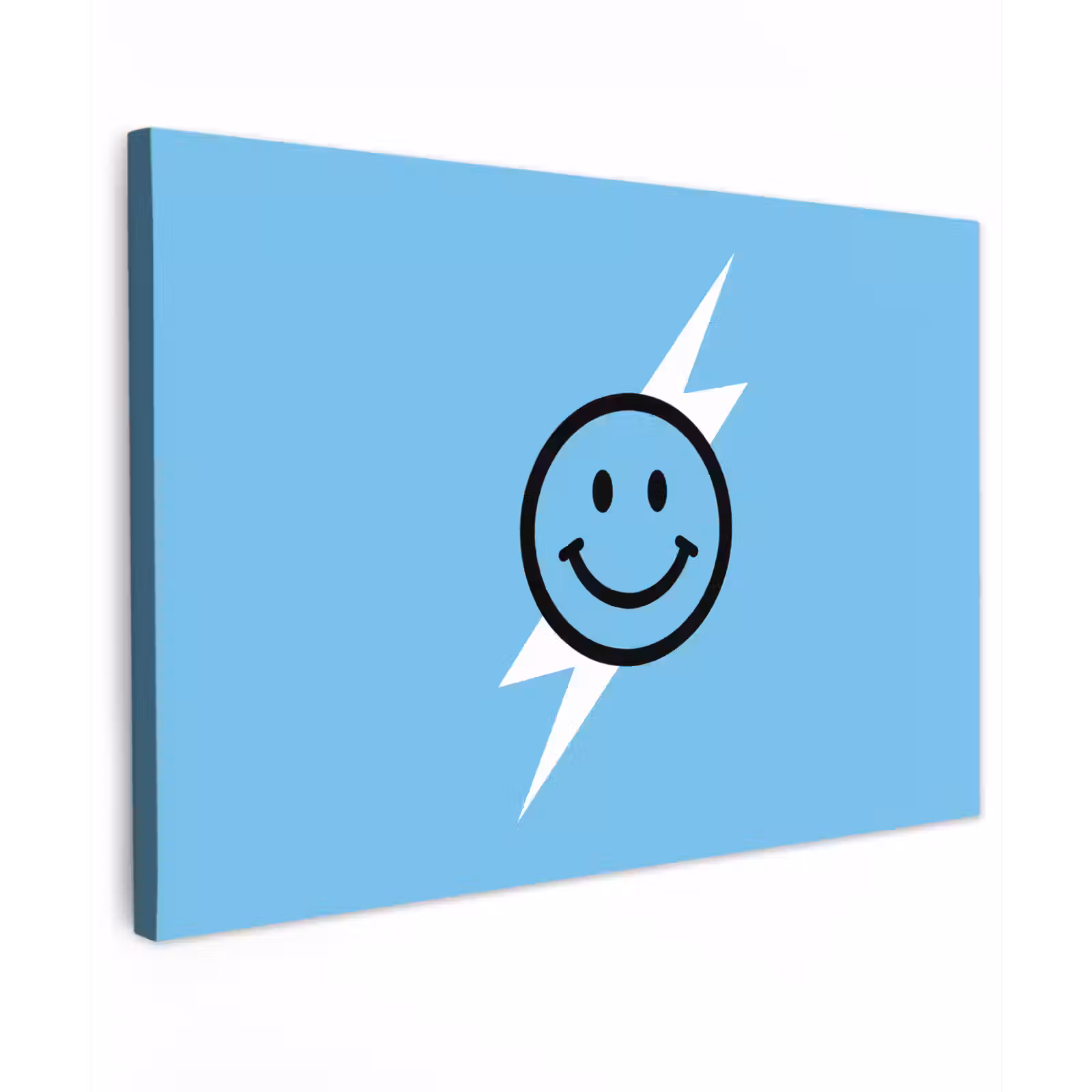 Canvas schilderij - Smiley - Blauw - Bliksem — 1
