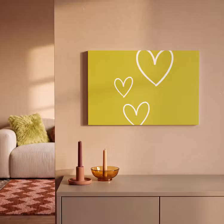Canvas schilderij - Groen - Hartjes - Wit — 2