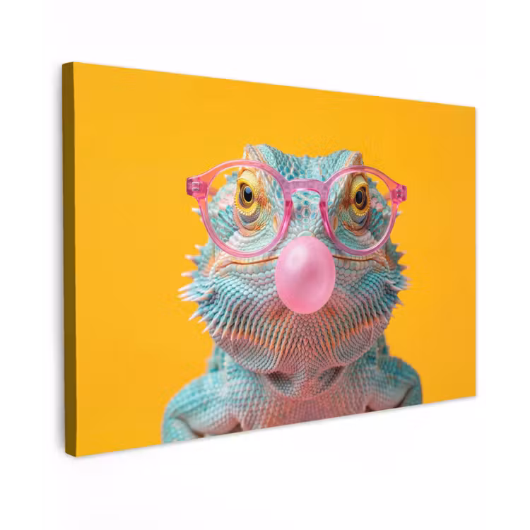 Canvas schilderij - Kameleon - Kauwgom - Kleurrijk — 1