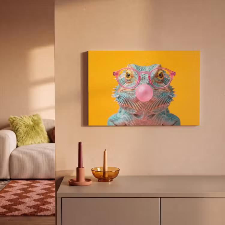 Canvas schilderij - Kameleon - Kauwgom - Kleurrijk — 2