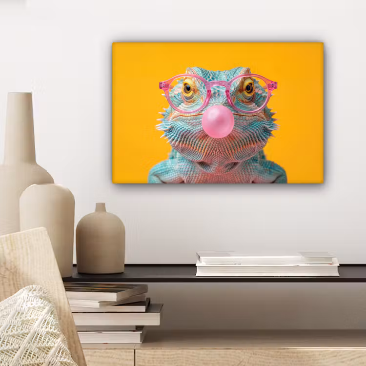 Canvas schilderij - Kameleon - Kauwgom - Kleurrijk — 5