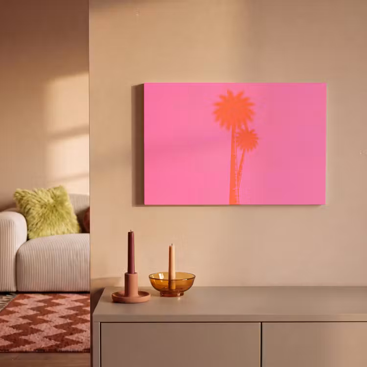 Canvas schilderij - Palmbomen - Modern - Roze — 2