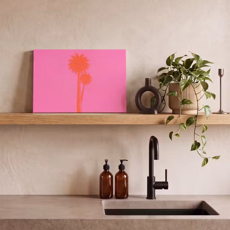 Canvas schilderij - Palmbomen - Modern - Roze — 3
