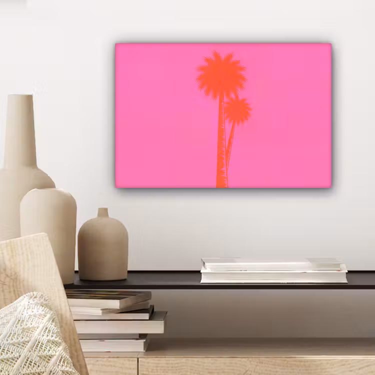 Canvas schilderij - Palmbomen - Modern - Roze — 5