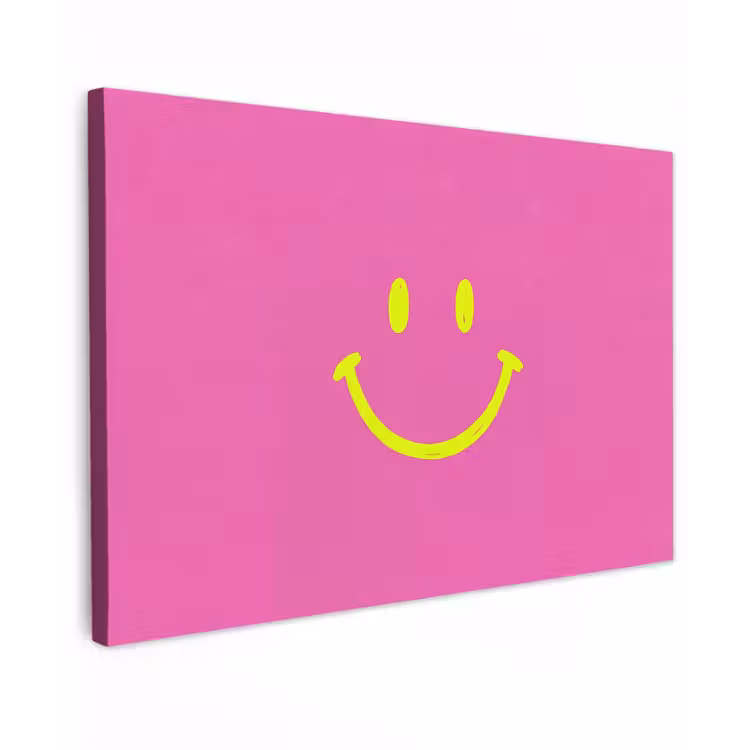 Canvas schilderij - Smiley - Vrolijk - Roze — 1