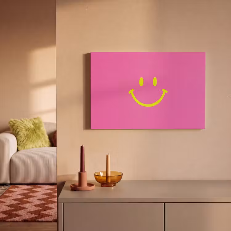 Canvas schilderij - Smiley - Vrolijk - Roze — 2
