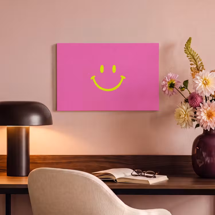 Canvas schilderij - Smiley - Vrolijk - Roze — 4