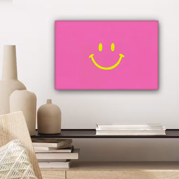 Canvas schilderij - Smiley - Vrolijk - Roze — 5