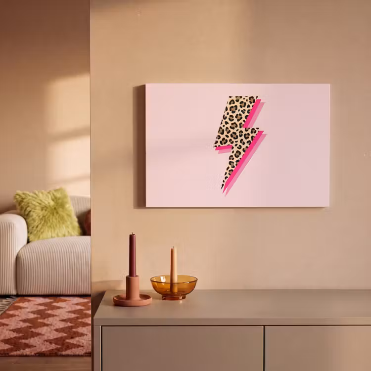 Canvas schilderij - Stippen - Roze - Bliksem — 2