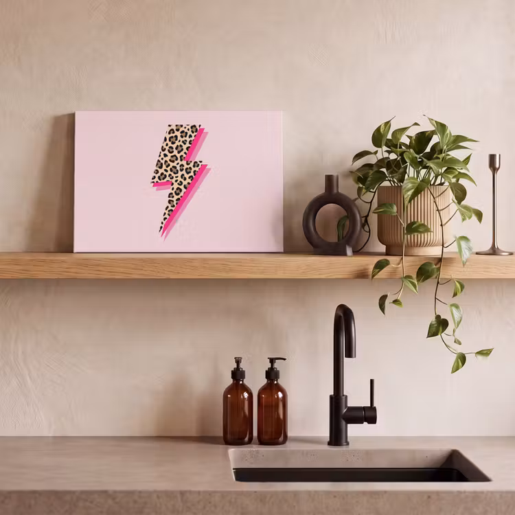 Canvas schilderij - Stippen - Roze - Bliksem — 3