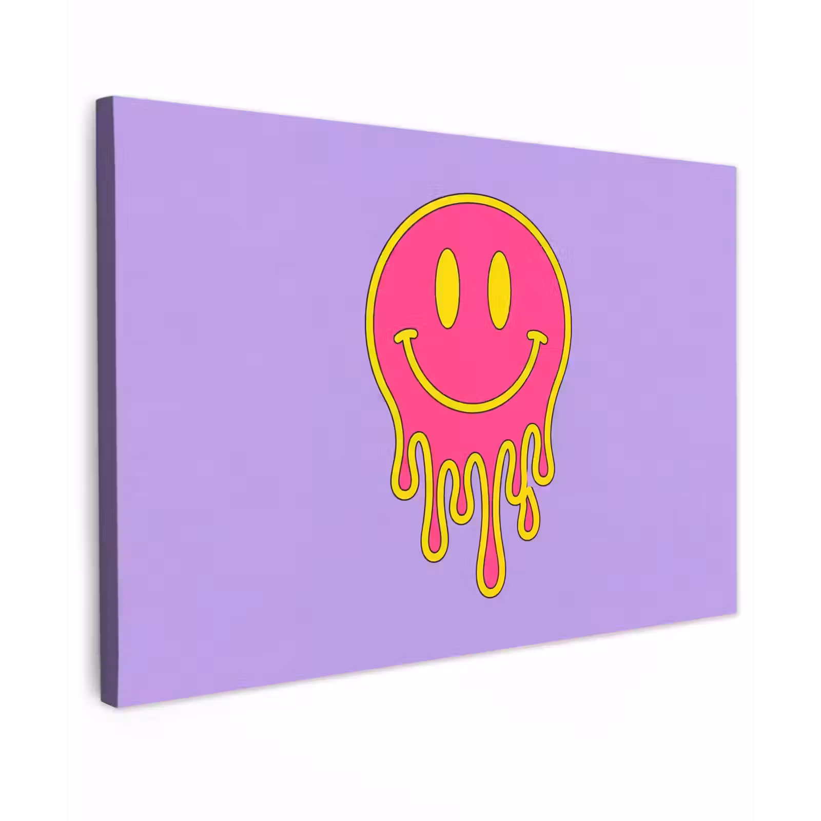 Canvas schilderij - Smiley - Drip - Neon — 1