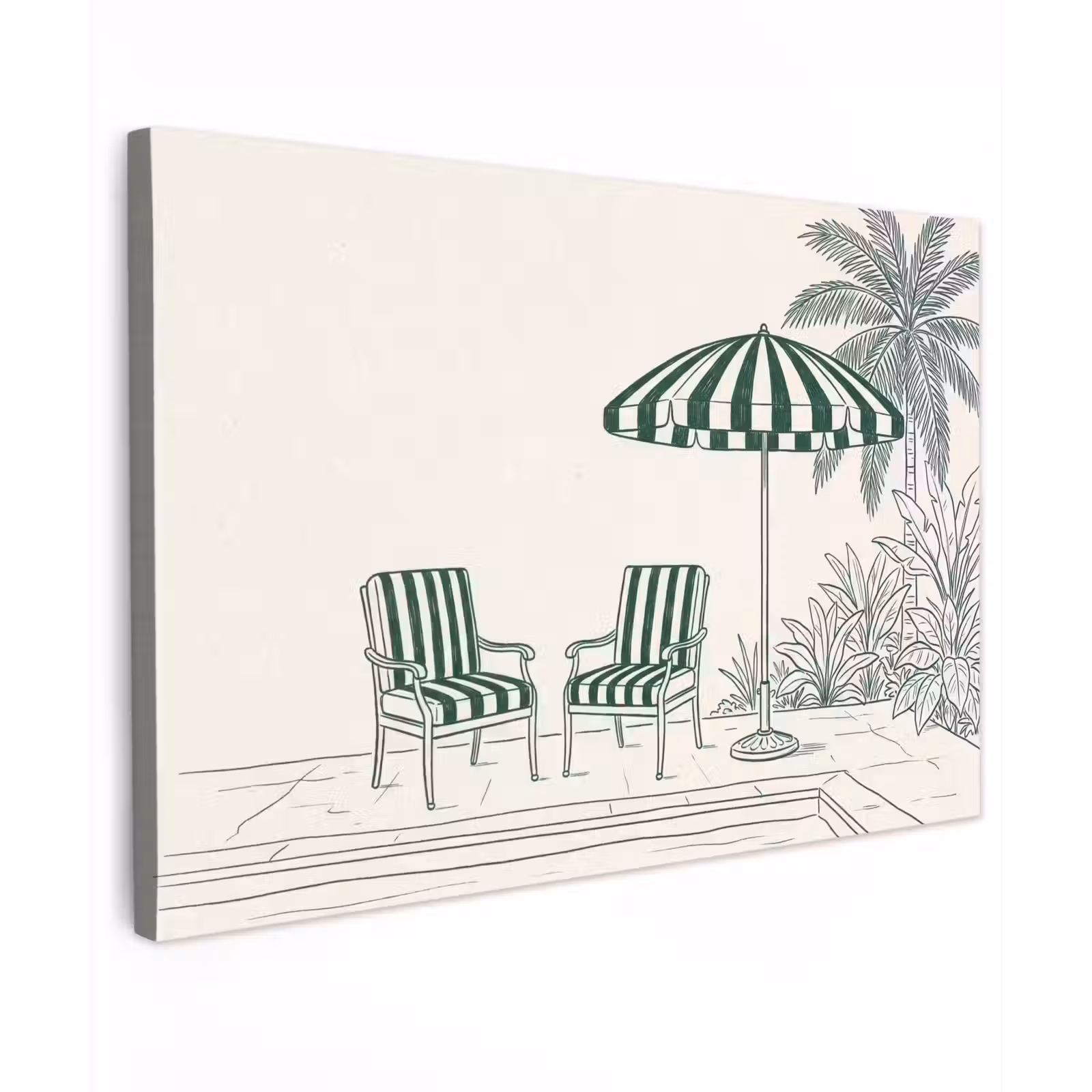 Canvas schilderij - Terras - Illustratie - Groen — 1