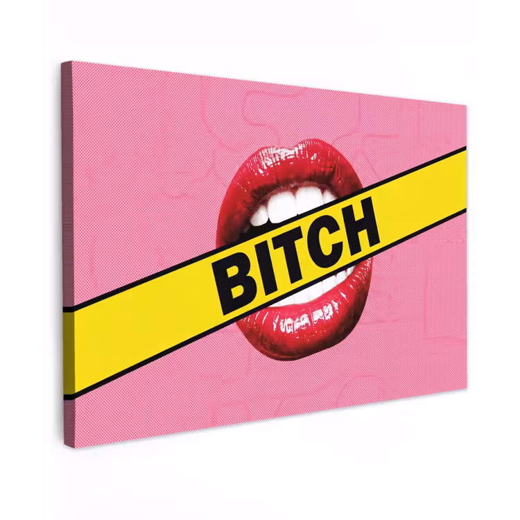 Canvas schilderij - Lippen - Tekst - Kleurrijk — 1