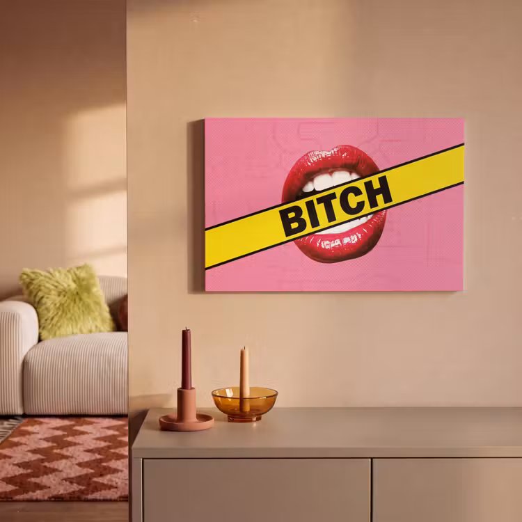 Canvas schilderij - Lippen - Tekst - Kleurrijk — 2