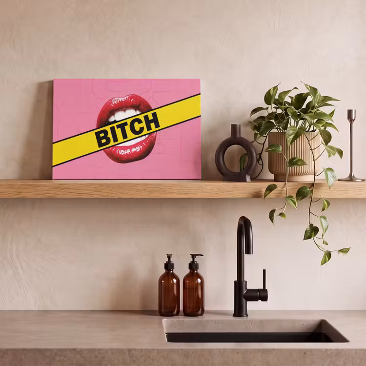 Canvas schilderij - Lippen - Tekst - Kleurrijk — 3