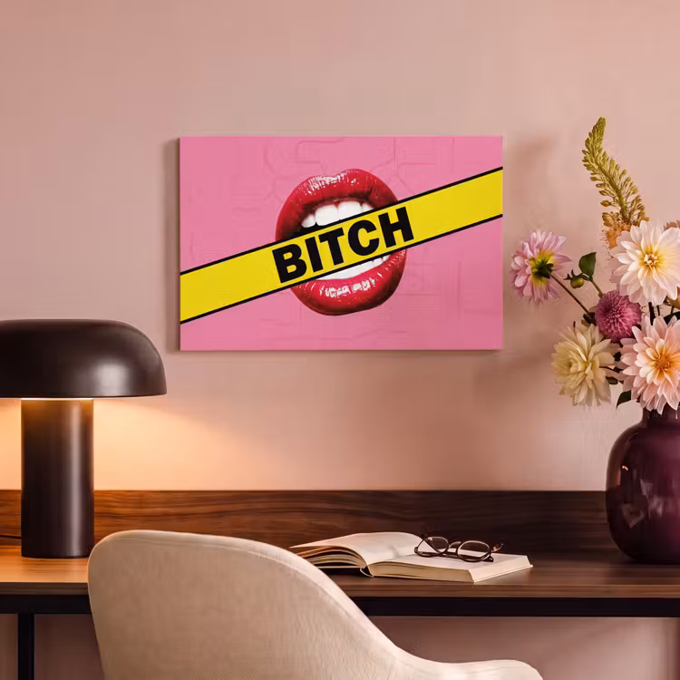 Canvas schilderij - Lippen - Tekst - Kleurrijk — 4