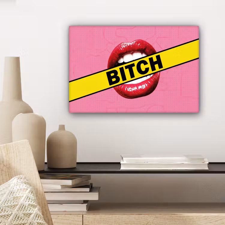 Canvas schilderij - Lippen - Tekst - Kleurrijk — 5