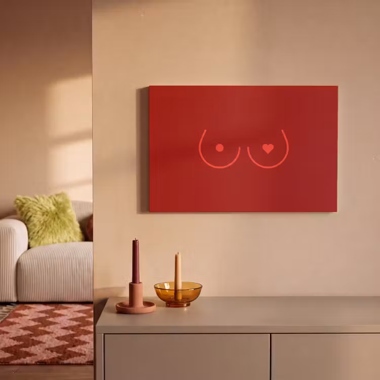 Canvas schilderij - Minimalistisch - Lijnillustratie - Rood — 2