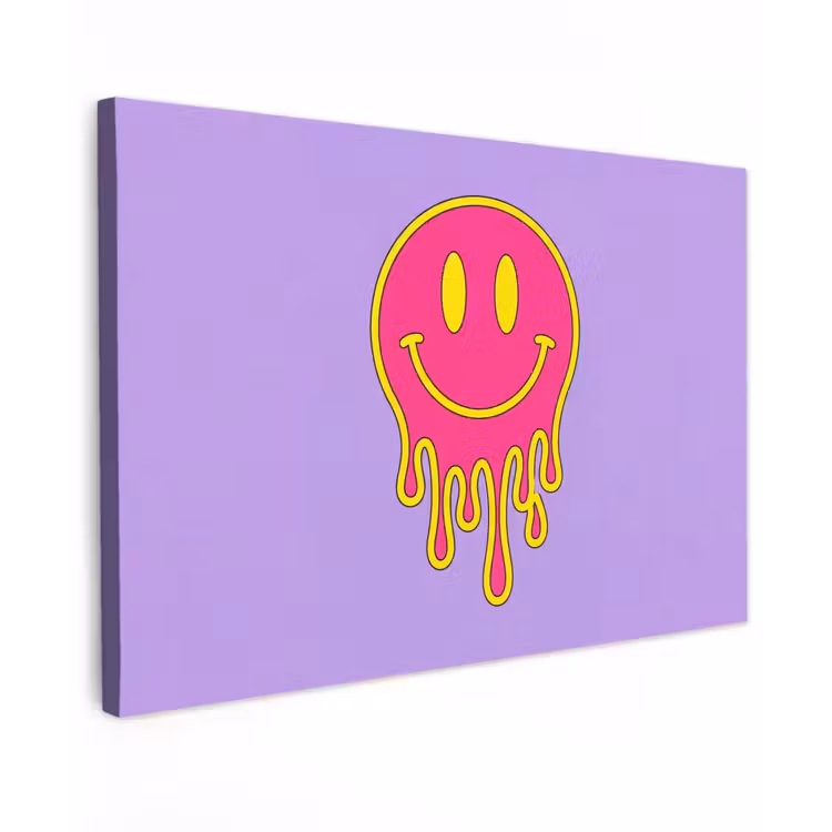 Canvas schilderij - Smiley - Drip - Neon — 1