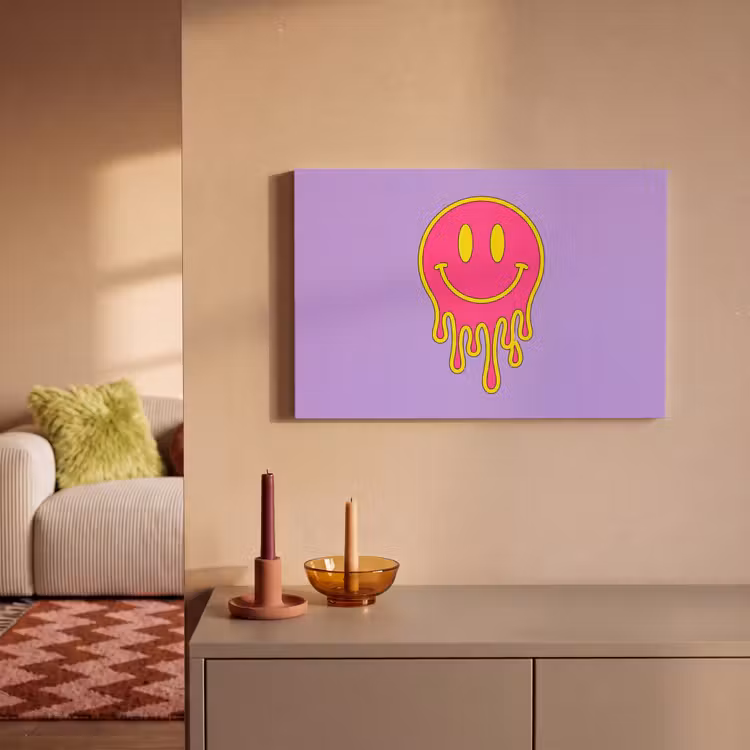 Canvas schilderij - Smiley - Drip - Neon — 2