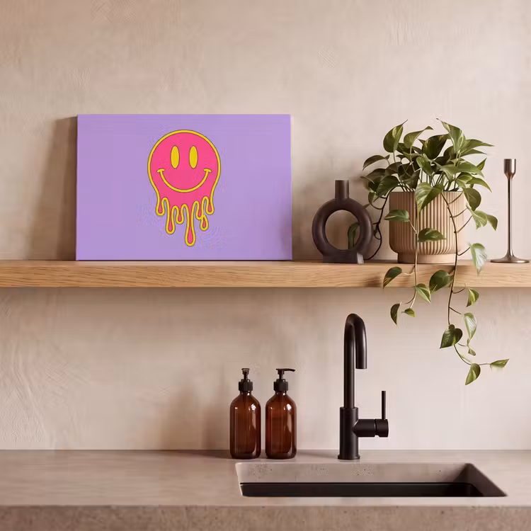 Canvas schilderij - Smiley - Drip - Neon — 3