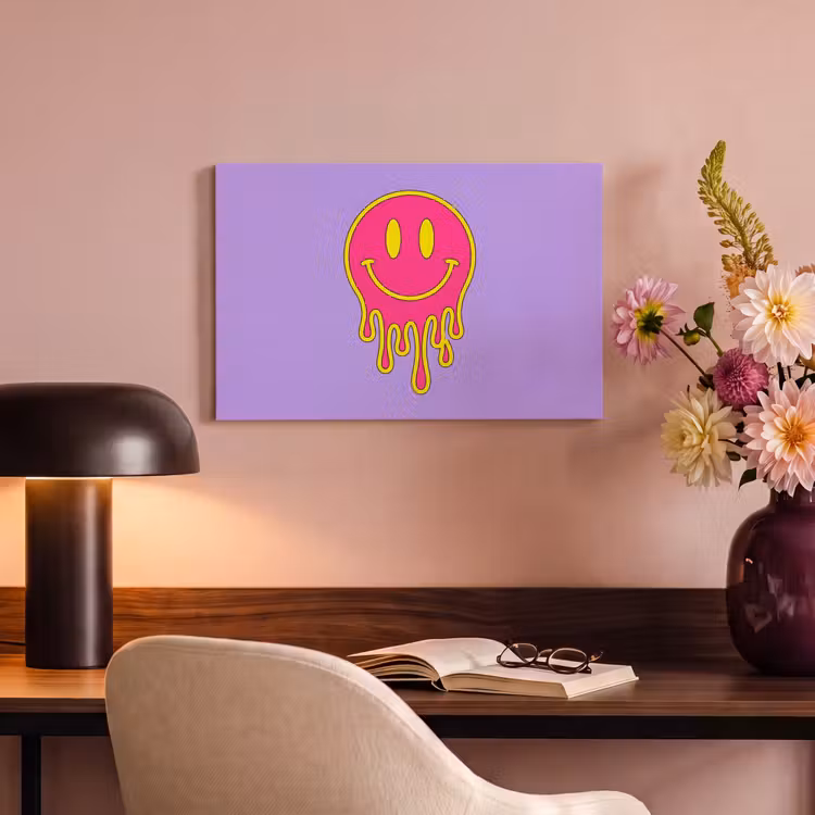 Canvas schilderij - Smiley - Drip - Neon — 4