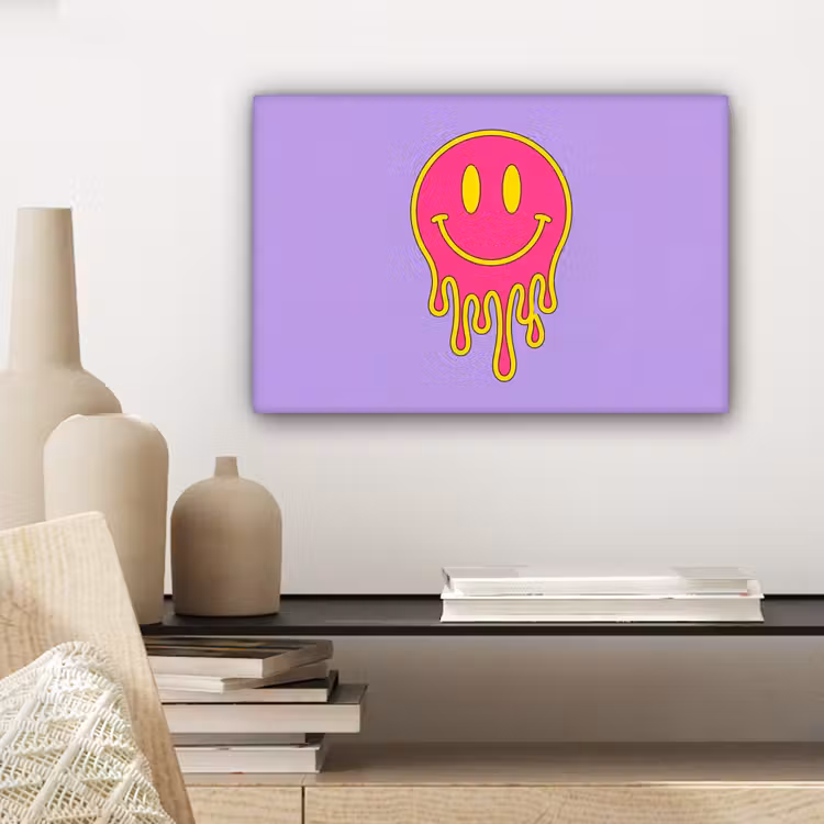 Canvas schilderij - Smiley - Drip - Neon — 5