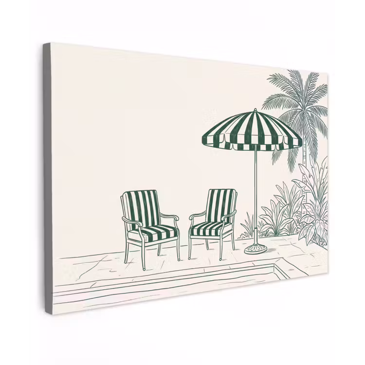 Canvas schilderij - Terras - Illustratie - Groen — 1