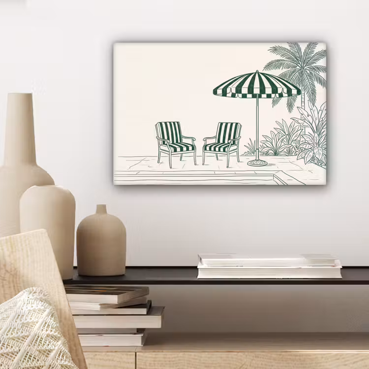 Canvas schilderij - Terras - Illustratie - Groen — 5