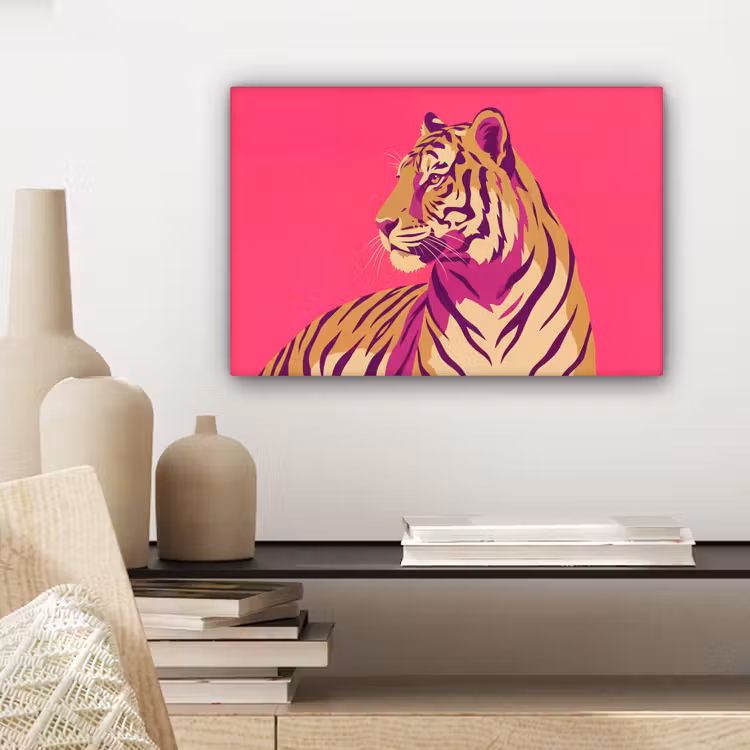 Canvas schilderij - Tijger - Modern - Neon — 5