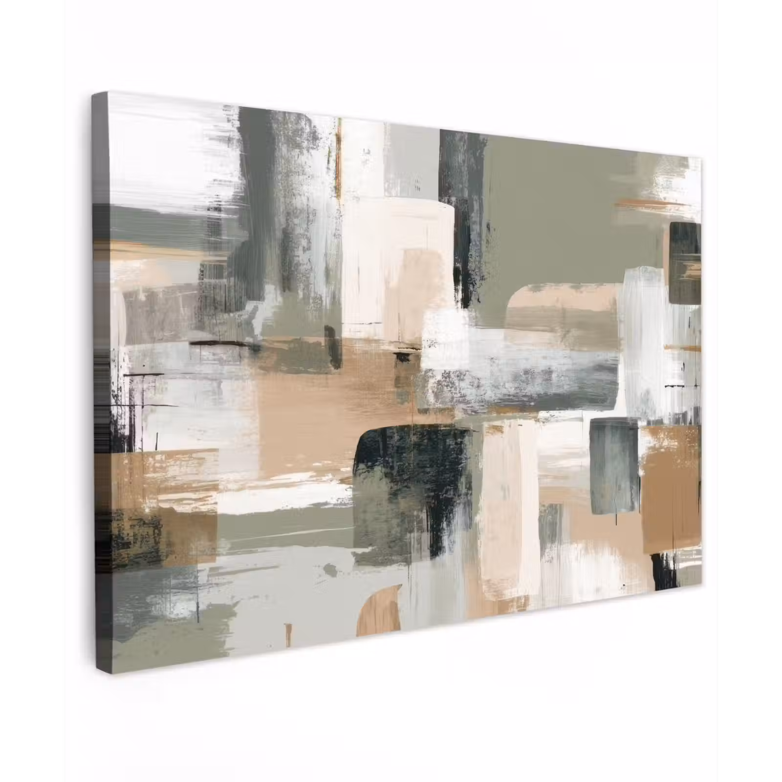 Canvas schilderij - Penseelstreken - Abstract - Aardetinten — 1