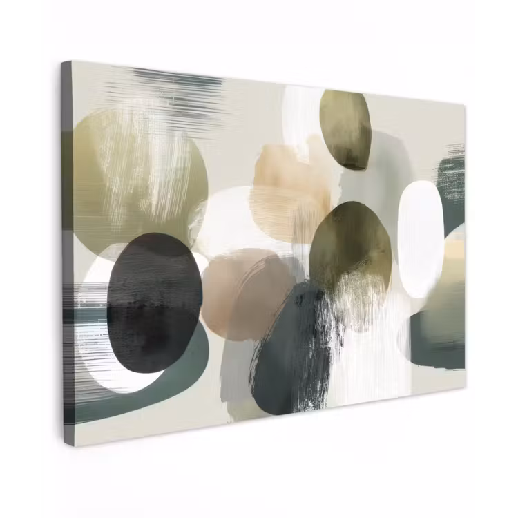 Canvas schilderij - Minimalistisch - Cirkels - Penseelstreken - Beige — 1