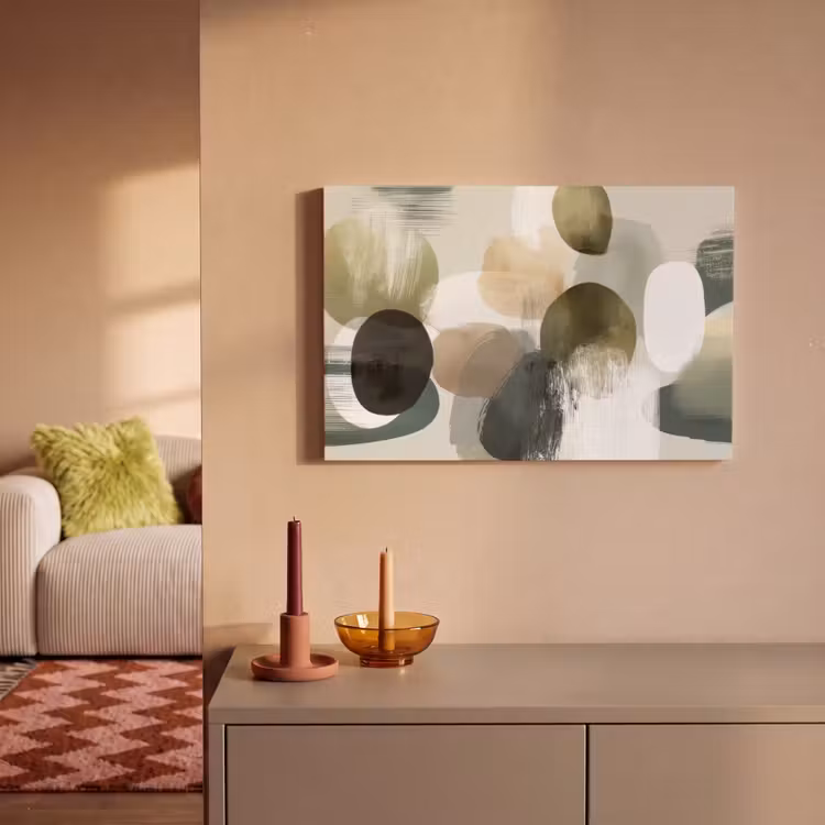 Canvas schilderij - Minimalistisch - Cirkels - Penseelstreken - Beige — 2
