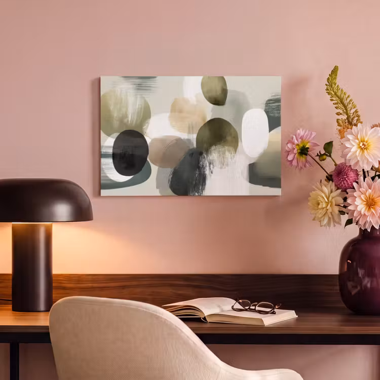 Canvas schilderij - Minimalistisch - Cirkels - Penseelstreken - Beige — 4