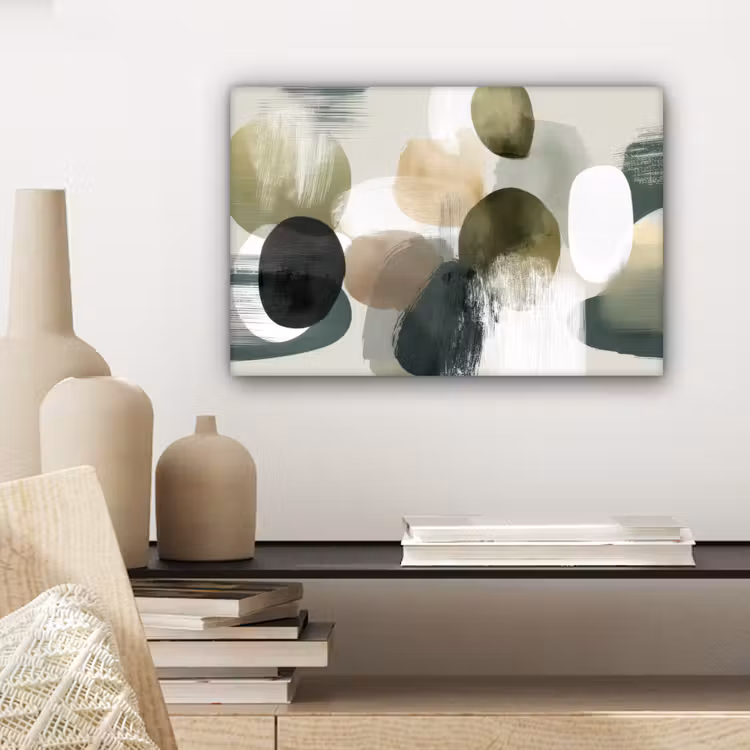 Canvas schilderij - Minimalistisch - Cirkels - Penseelstreken - Beige — 5