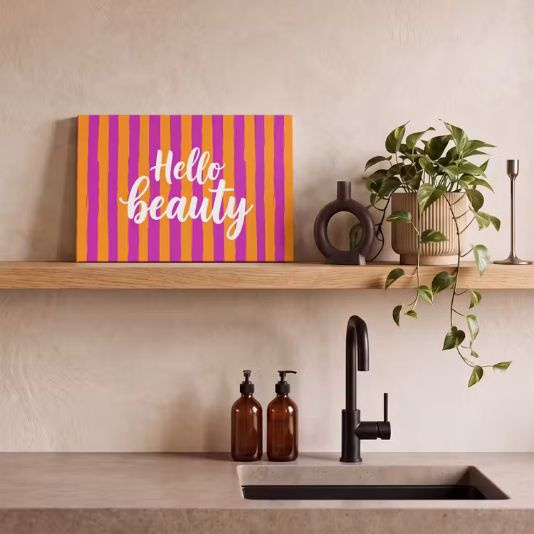 Canvas schilderij - Modern - Hello - Oranje — 3