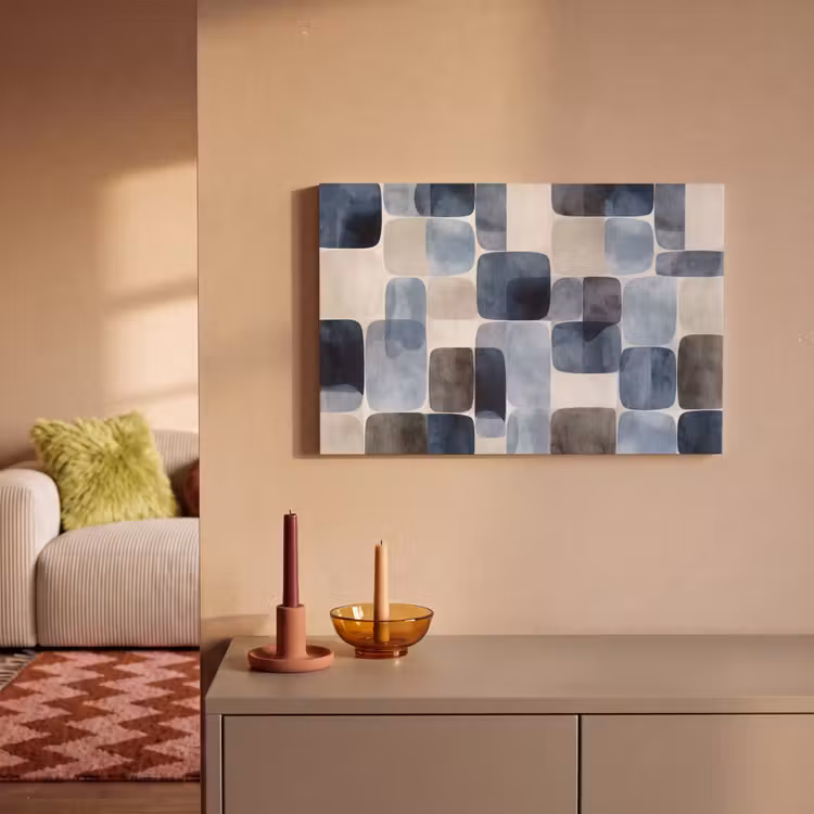 Canvas schilderij - Patroon - Blauw - Vierkanten — 2