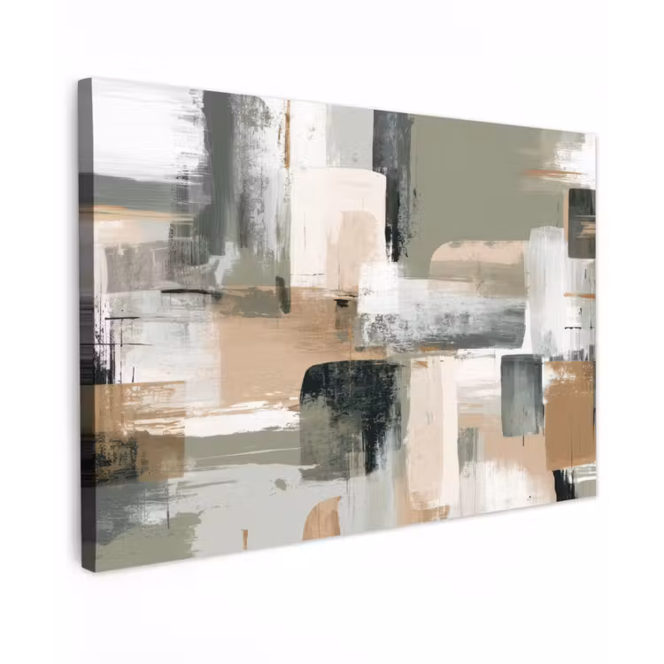 Canvas schilderij - Penseelstreken - Abstract - Aardetinten — 1