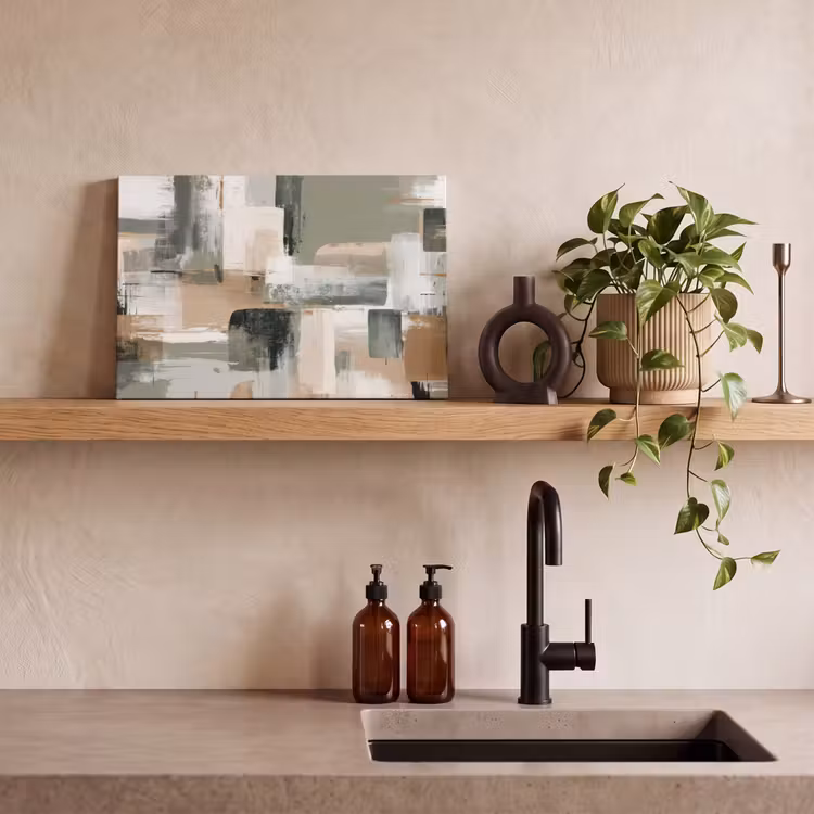 Canvas schilderij - Penseelstreken - Abstract - Aardetinten — 3