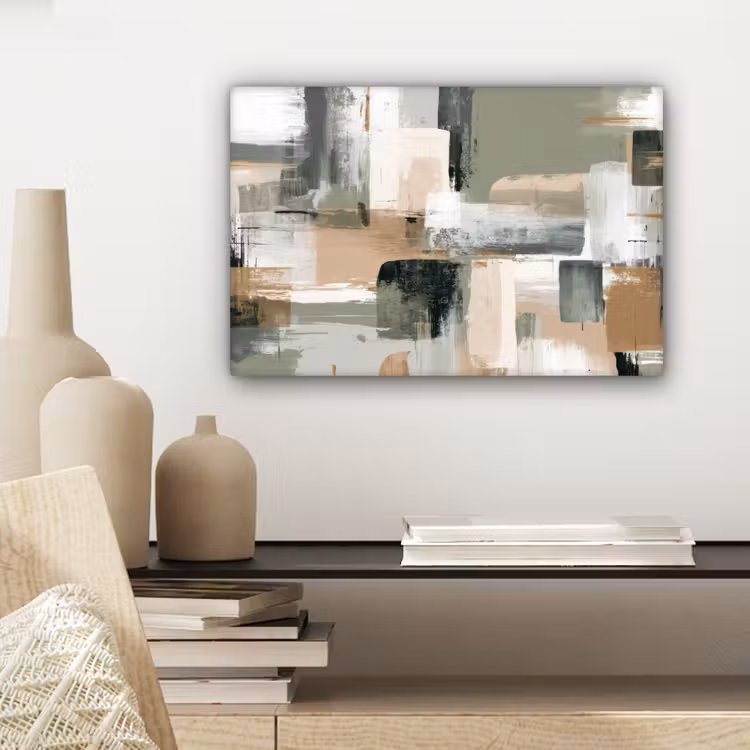Canvas schilderij - Penseelstreken - Abstract - Aardetinten — 5