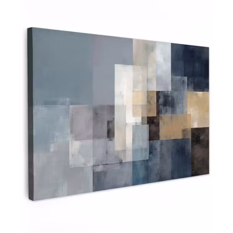 Canvas schilderij - Rechthoeken - Abstract - Blauw — 1