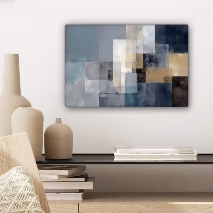 Canvas schilderij - Rechthoeken - Abstract - Blauw — 5