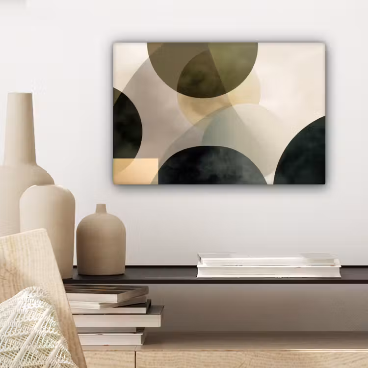 Canvas schilderij - Vlakken - Abstract - Beige - Cirkels — 5