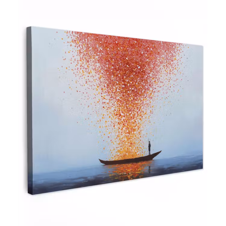 Canvas schilderij - Wolk - Confetti - Boot - Wateroppervlakte — 1