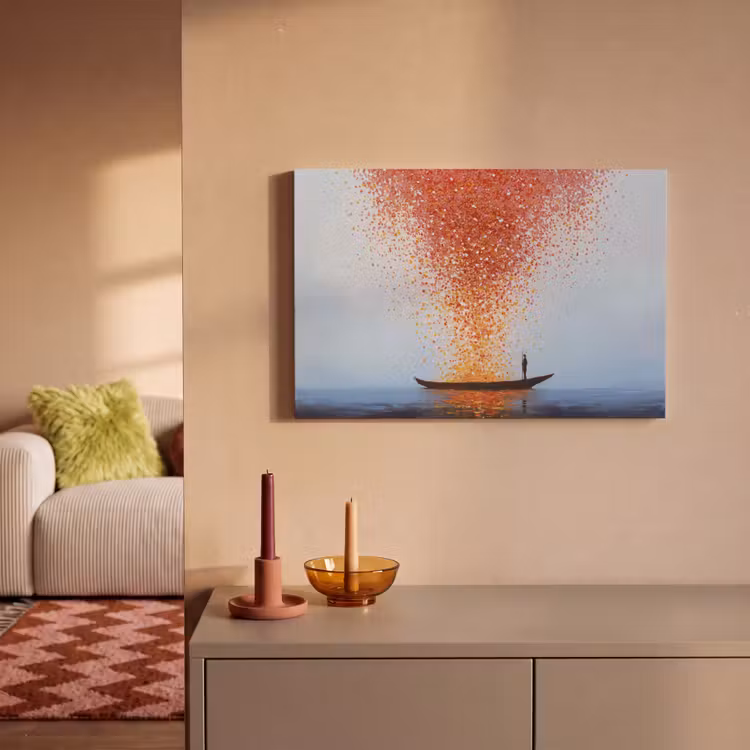 Canvas schilderij - Wolk - Confetti - Boot - Wateroppervlakte — 2