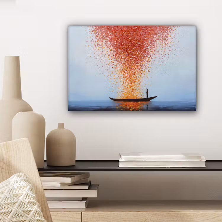 Canvas schilderij - Wolk - Confetti - Boot - Wateroppervlakte — 5