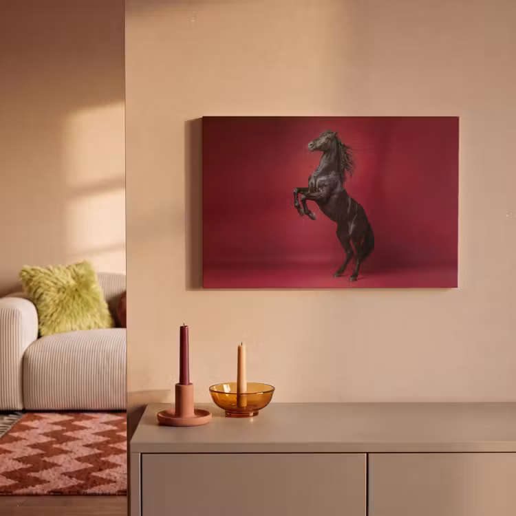 Canvas schilderij - Hengst - Steigert - Rood — 2