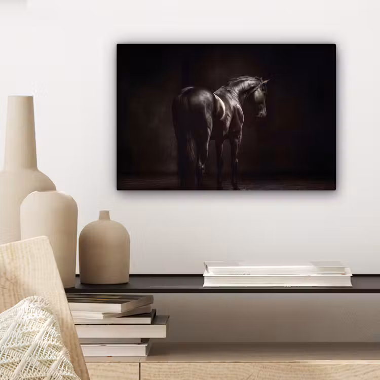 Canvas schilderij - Krachtig - Paard - Donker — 5
